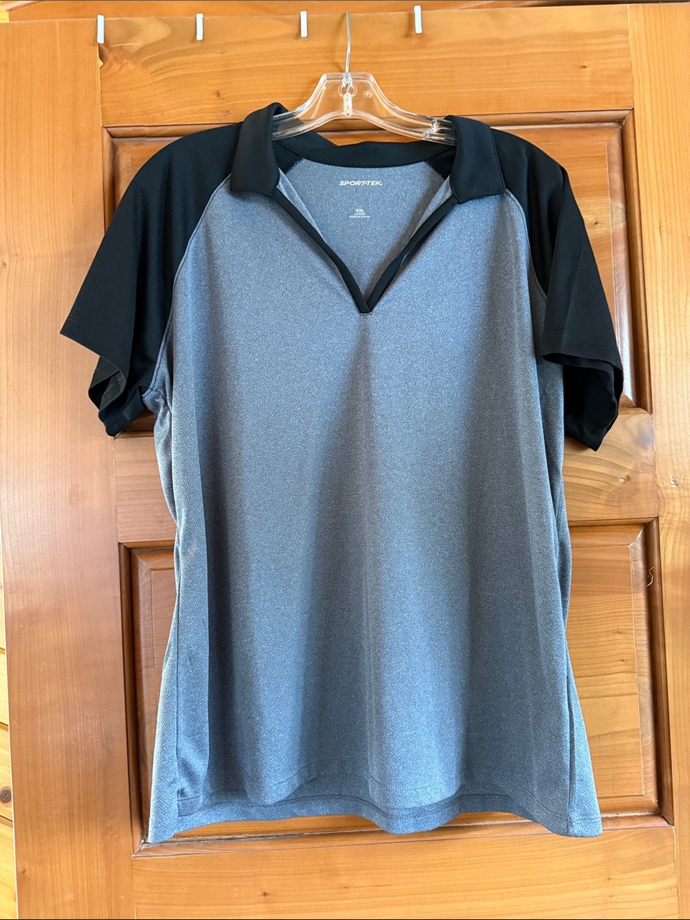Sport-Tek Men’s Gray Polo with Black Sleeves
